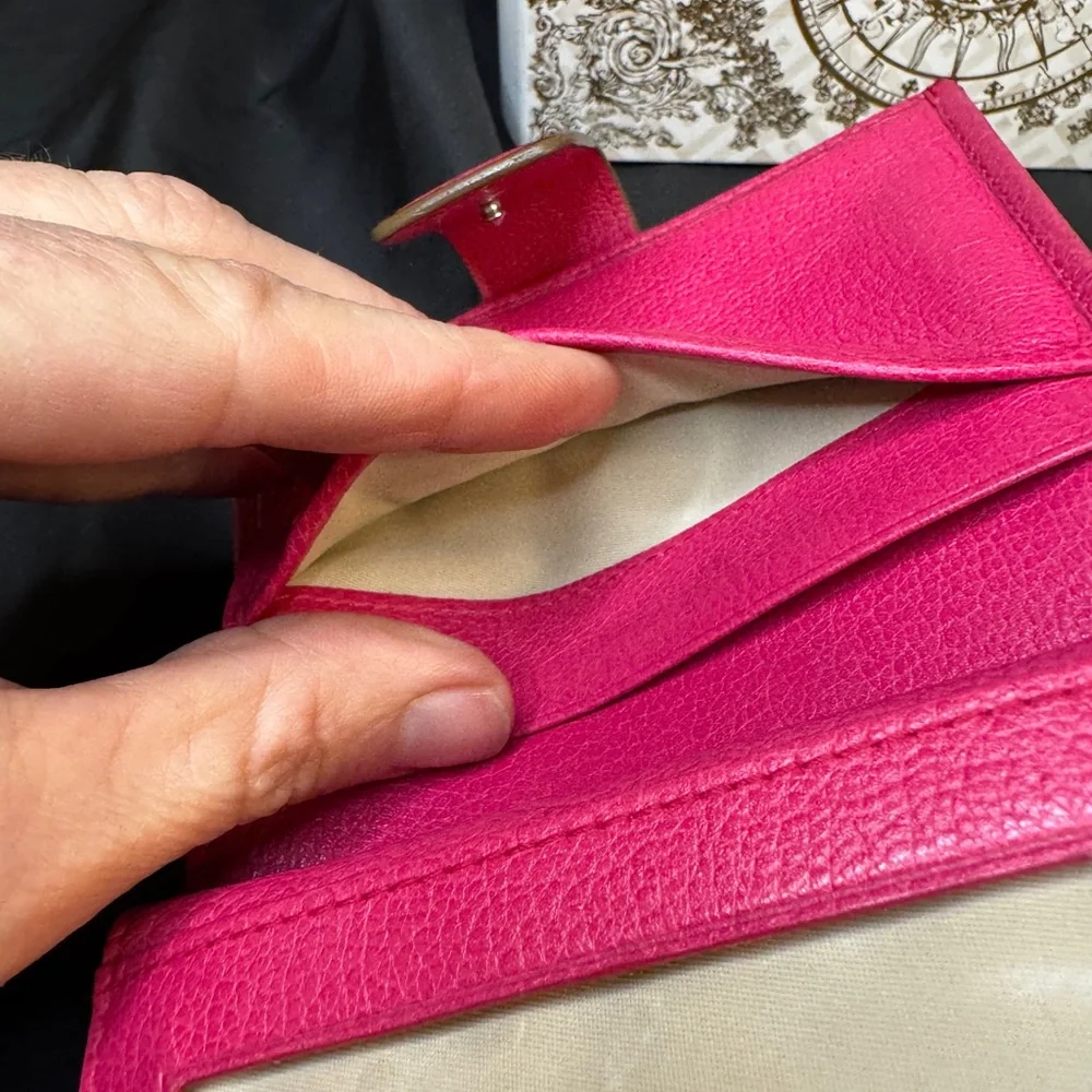 Dior Lady Charm Wallet in Pink 💗 w/ Cannage stitching & silver-tone 